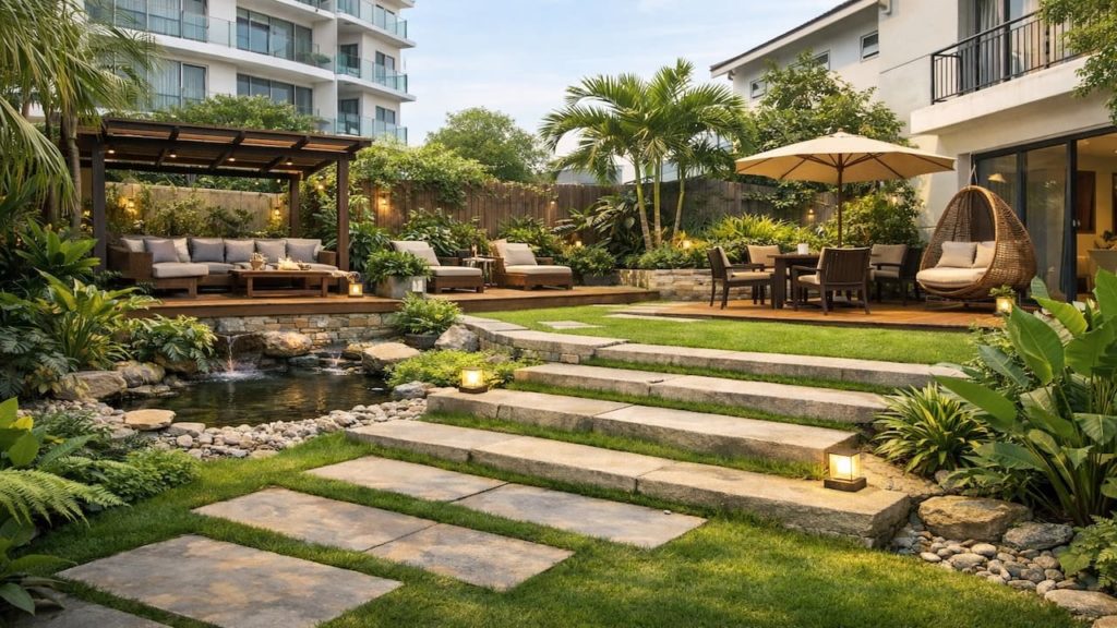 Backyard garden design: 5 steps【Make comfort zones for daily outdoor living】