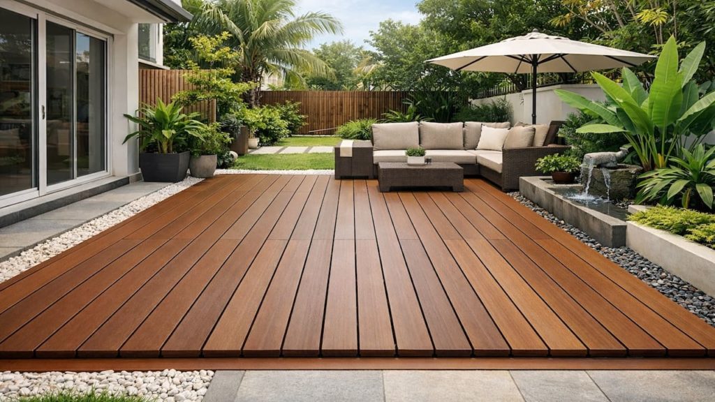 Garden design with decking: 5 checks【Drain gaps right to avoid mildew and smell】