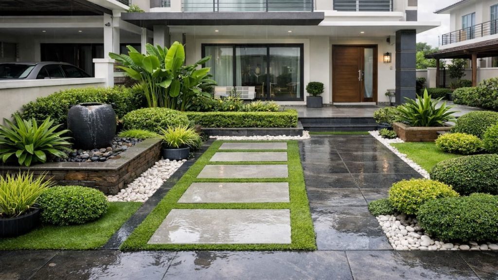 Front-yard garden design: 5 tips【Curb appeal that stays neat in wet months】