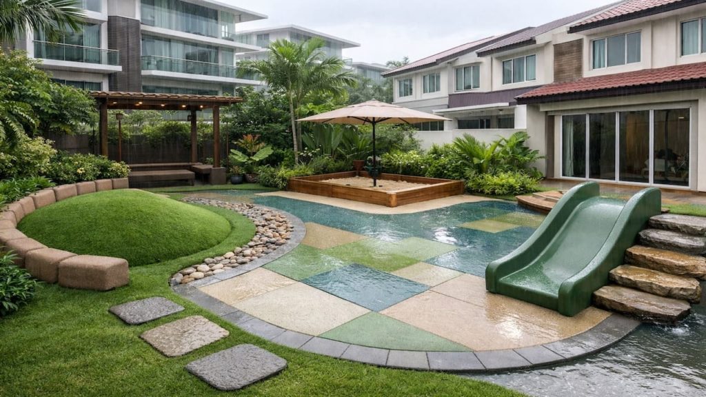 Kid-safe garden design: 5 checks【Soft edges and slip-resistant zones in rain】