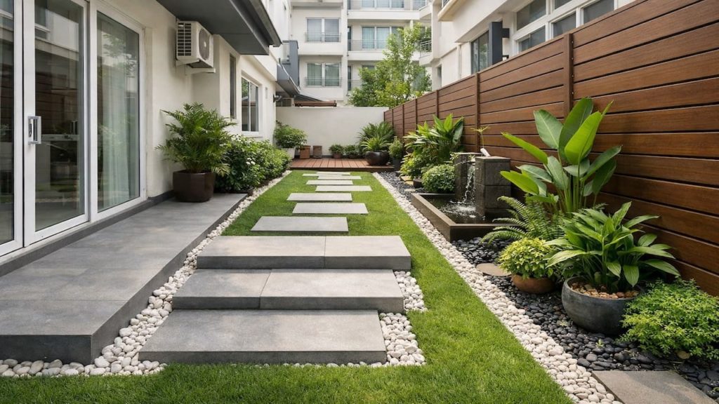 Side-yard garden design: 5 steps【Turn narrow strips into useful clean paths】