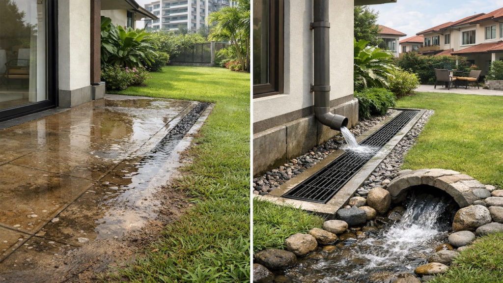 Garden drainage around the house: 5 checks【Move water away before stains spread】