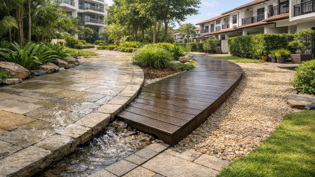 Garden paths that dry quicker: 5 checks【Avoid puddles by slope and surface choice】