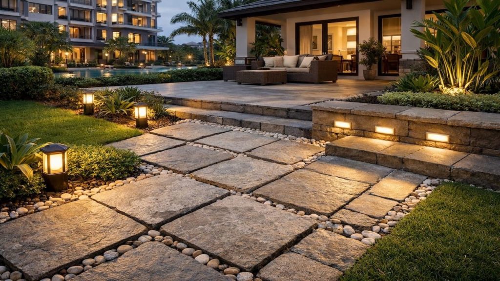 Lighting with garden paving: 5 tips【Show texture clearly without harsh glare】