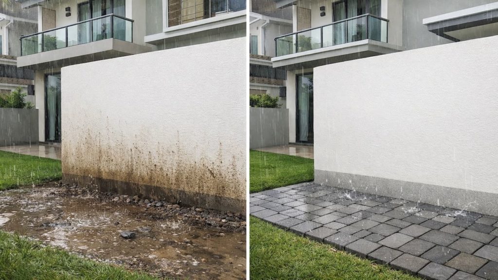 Stop splashback with paving: 5 checks【Save walls from marks during rainy months】