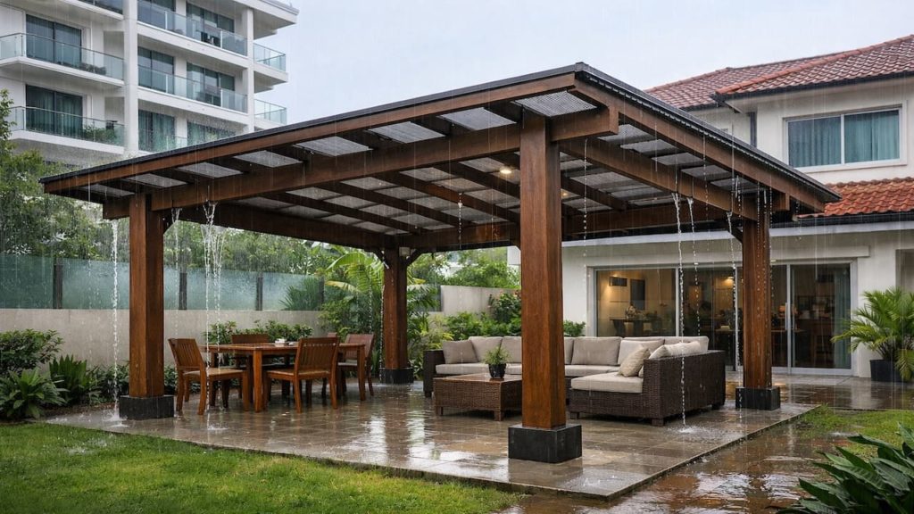 Garden pergola that survives rain: 5 checks【Strong posts and the right roof pitch】