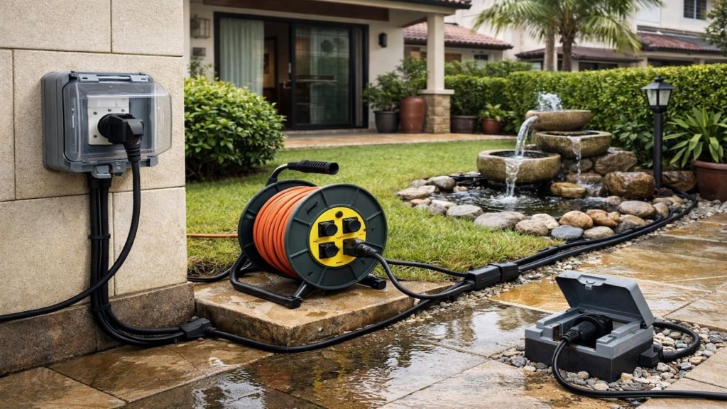 Garden power points done safely: 5 checks【Wet area rules plus tidy cable routing】