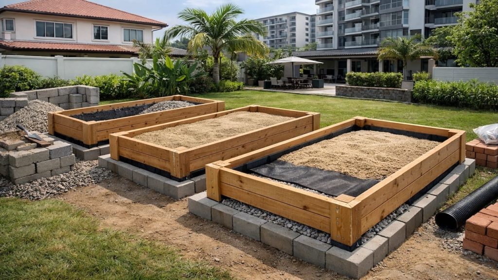 Garden raised beds that drain well: 5 steps【Build base before soil to prevent rot】