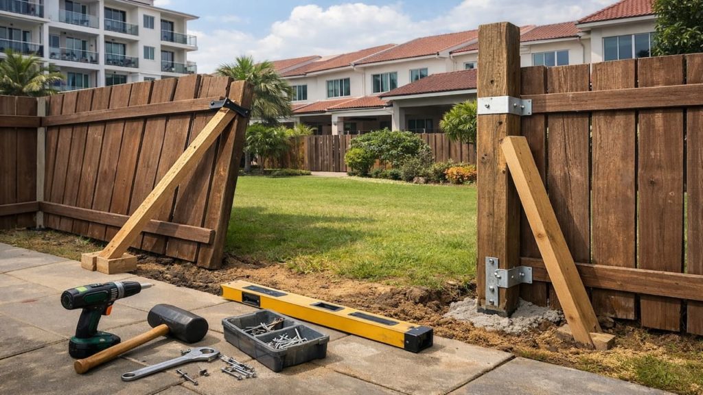 DIY privacy repair: 5 steps【Fix leaning panels before posts loosen】