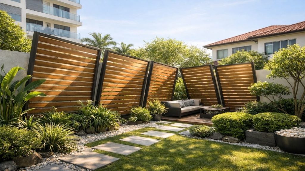 Privacy lines in a garden: 5 checks【Angle screens so light still comes in】