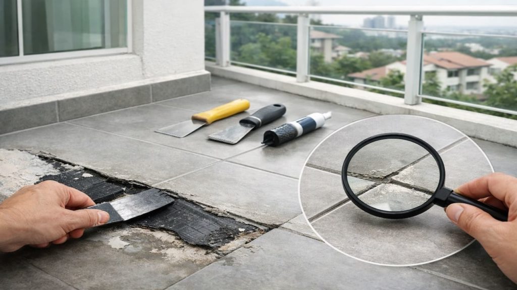 Repair balcony seepage: 5 checks【Waterproof layer and tile joints】