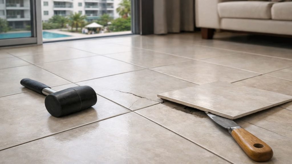Repair cracked tiles: 5 signs【Hollow sounds and loose bonding】