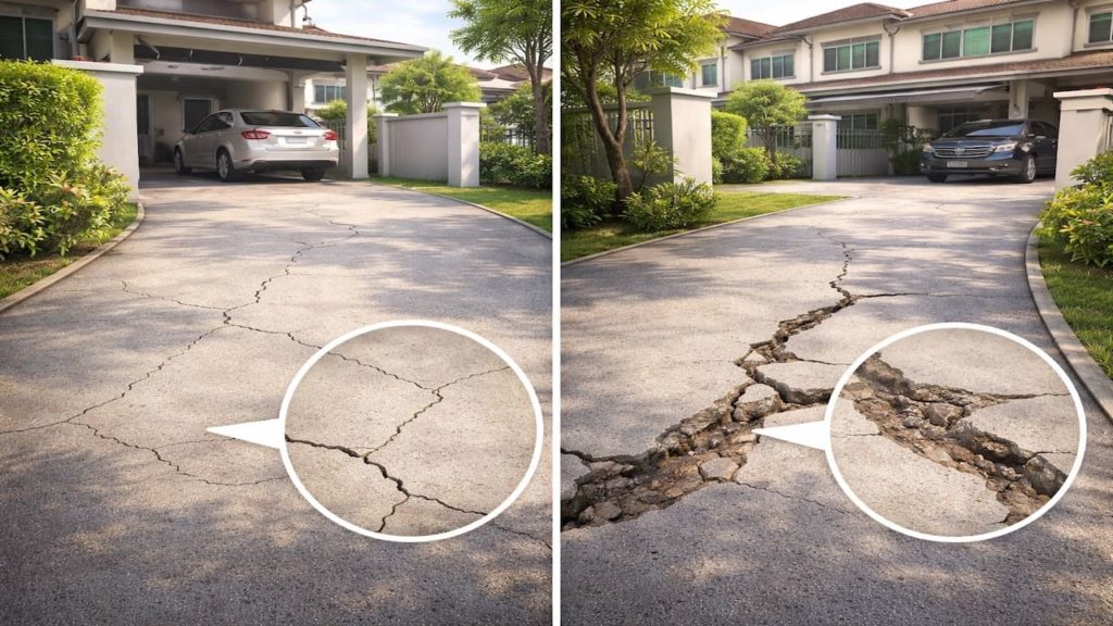 Repair driveway cracks: 5 checks【Shrinkage vs base washout signs】