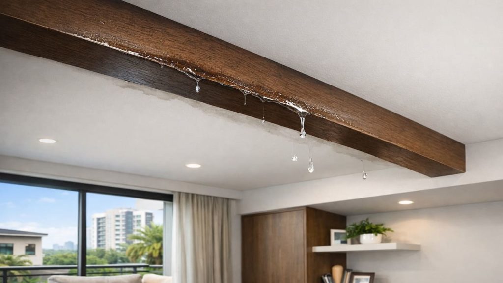 Roof leak along beam: 5 signs【Water follows structure before dripping】