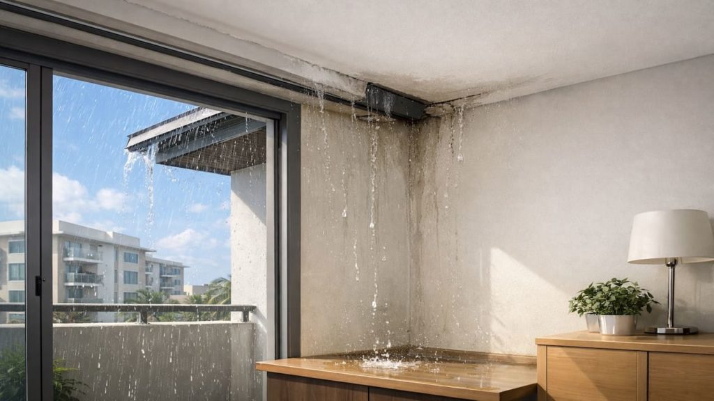 Roof leak in corner room: 5 checks【Edge flashing fails in strong rain】