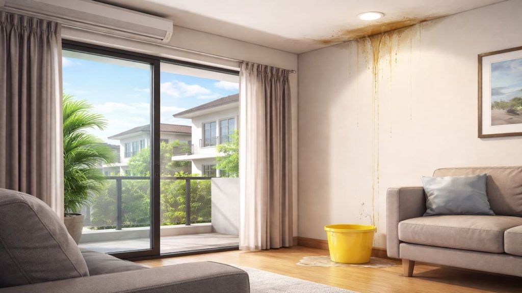 Roof leak dripping wall: 5 signs【Water travels far inside ceilings】