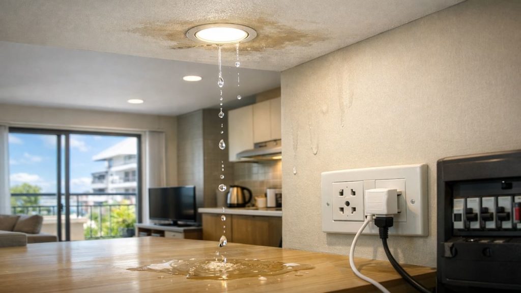 Roof leak dripping light: 5 warnings【Shut power before anything else】