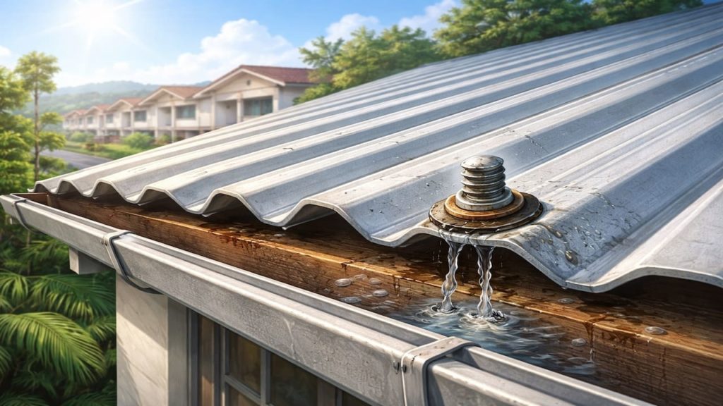 Roof leak under metal roof: 5 reasons【Screws and washers fail in heat】