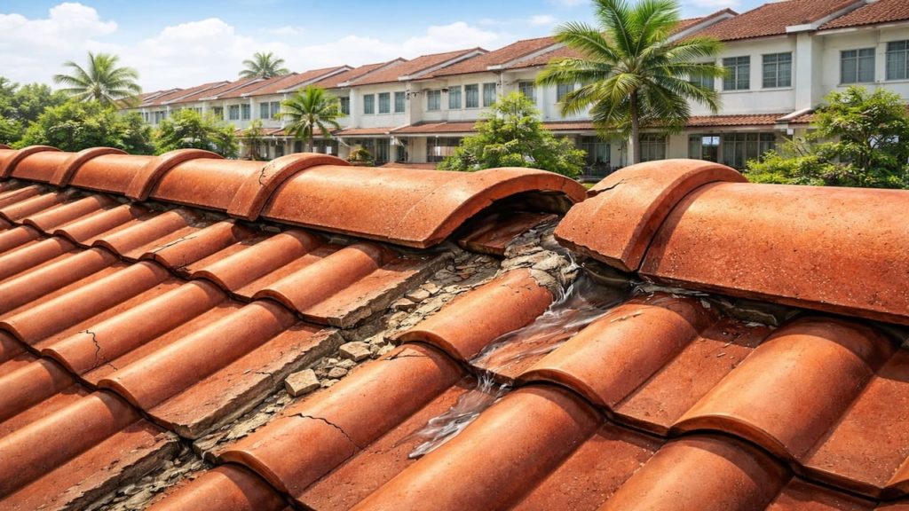 Roof leak at ridge cap: 5 signs【Loose caps and cracked mortar lines】