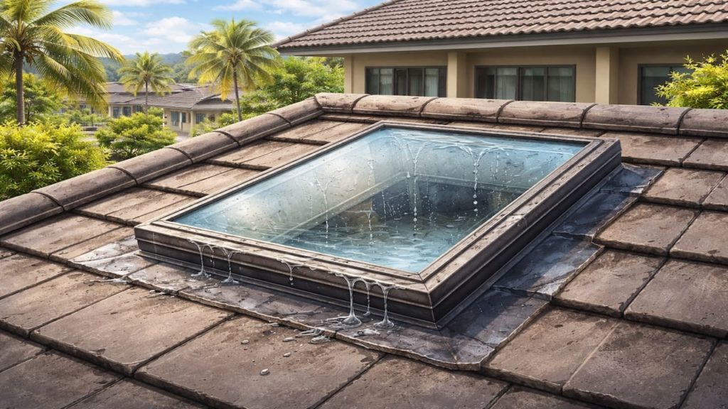 Roof leak at skylight: 5 checks【Sealant ages fast in tropical sun】