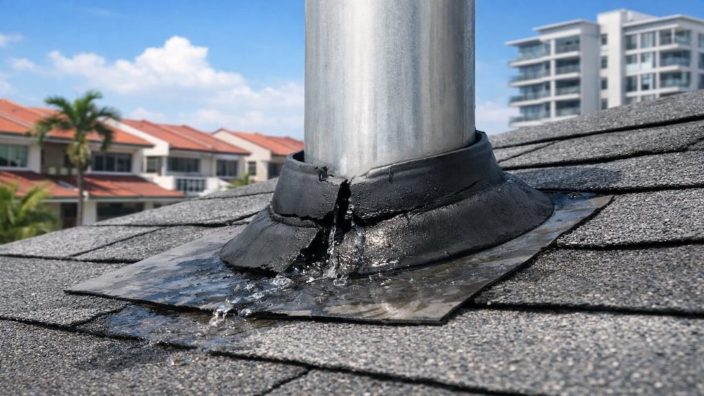 Roof leak around vent pipe: 5 checks【Boots crack and let rain through】