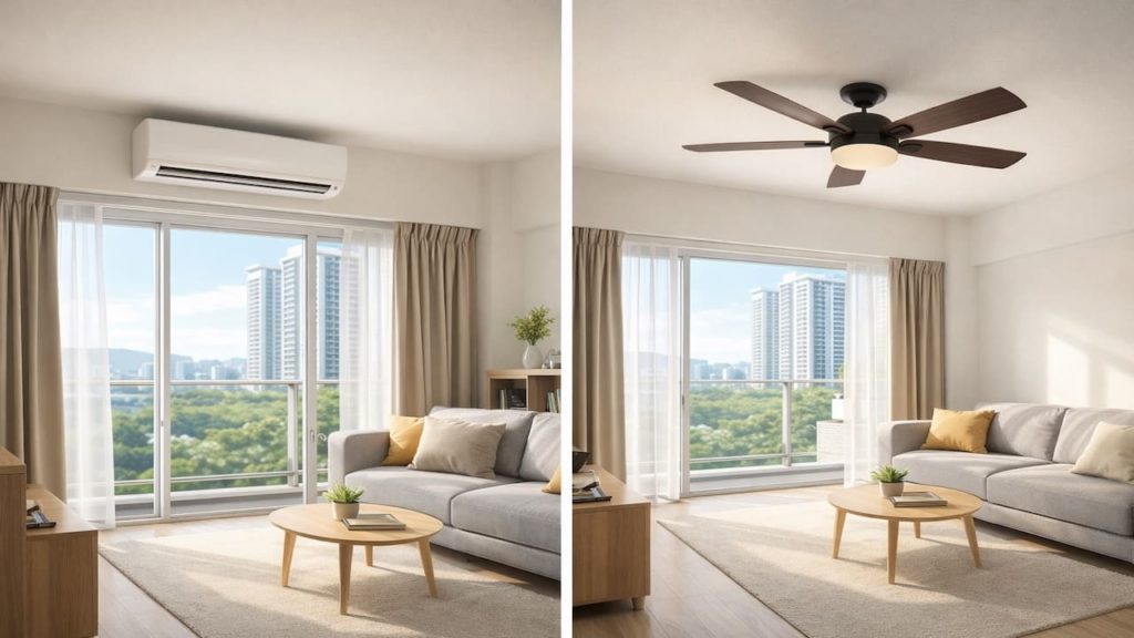Aircond vs ceiling fan: 5 key differences【Cost, comfort, humidity】