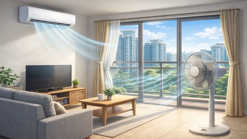 Aircond vs floor fan: 5 key differences【Cooling power and bill】