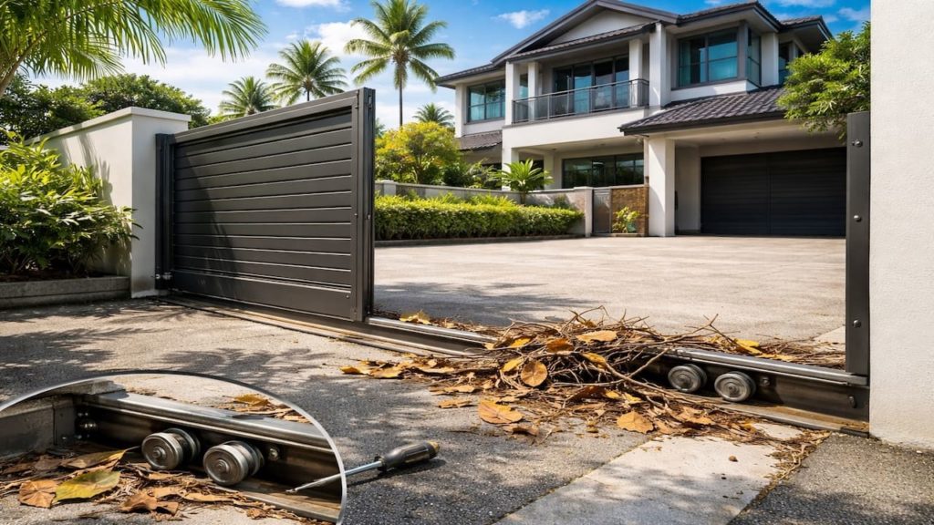 Autogate stuck halfway: 5 checks【Track debris, rollers, & obstruction spots】