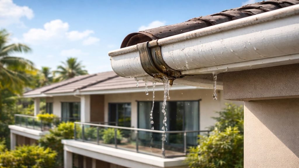Gutter dripping from corners: 5 causes【End caps and joints often fail first】