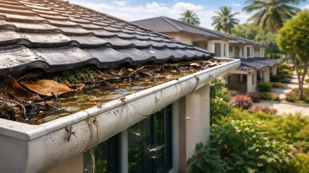 Gutter attracts mosquitoes: 5 checks【Remove breeding water around roofline】