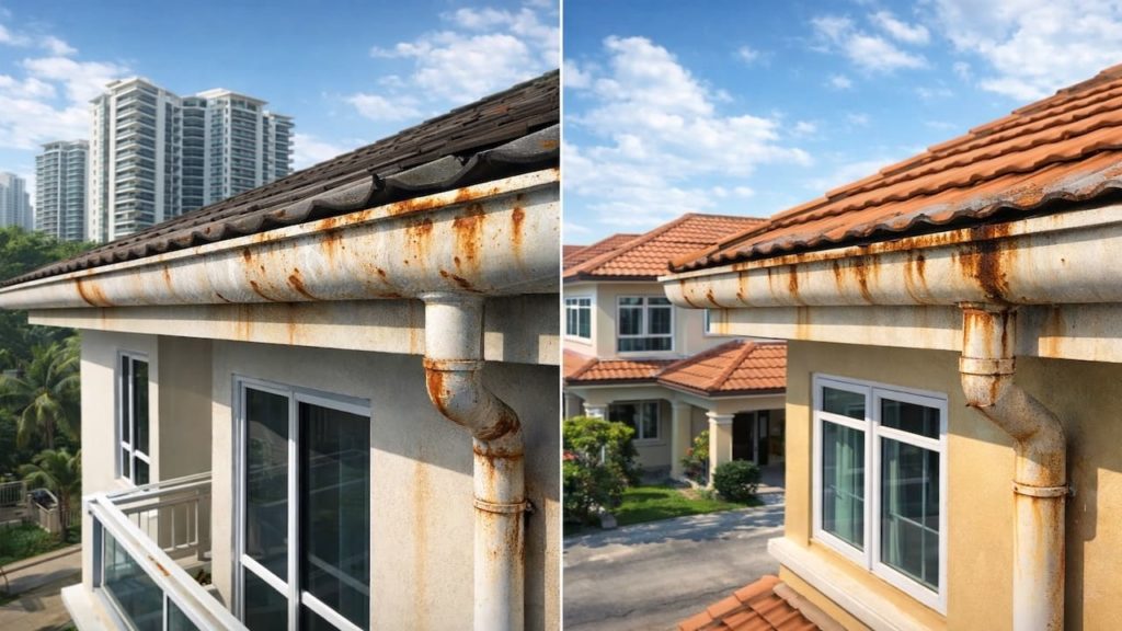 Gutter rust spots: 5 signs【When repair beats repainting fast】