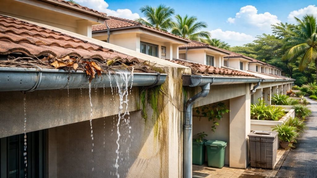 Gutter issues in terrace house: 5 signs【Shared walls hide runoff problems】