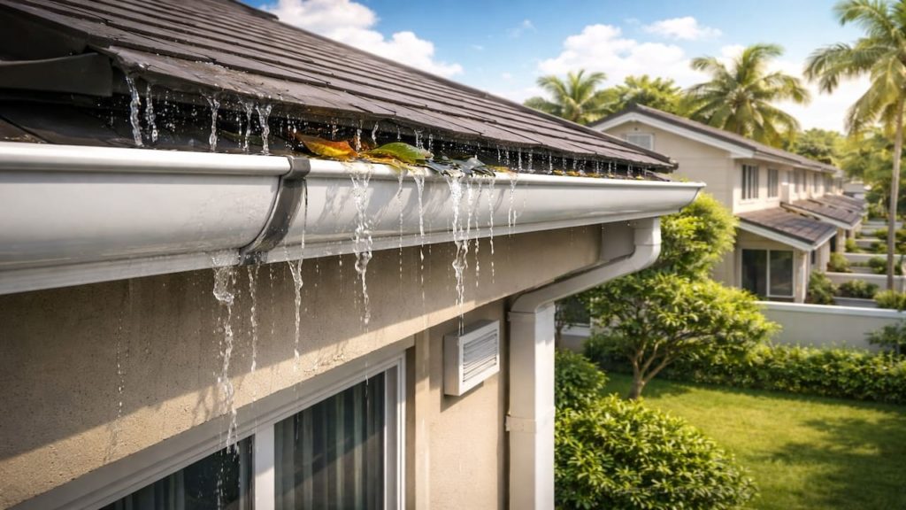 Gutter water runs behind gutter: 5 causes【Drip edge and alignment problems】