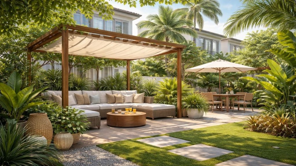 Landscape for backyard seating: 5 tips【Create shade without trapping heat】