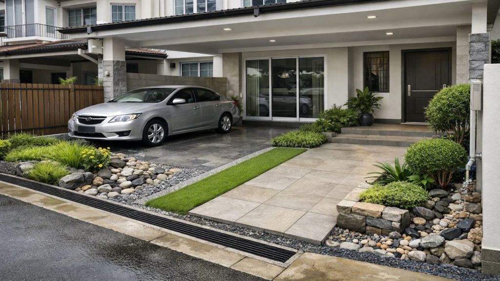 Landscape for car porch: 5 checks【Keep runoff away from your entry tiles】