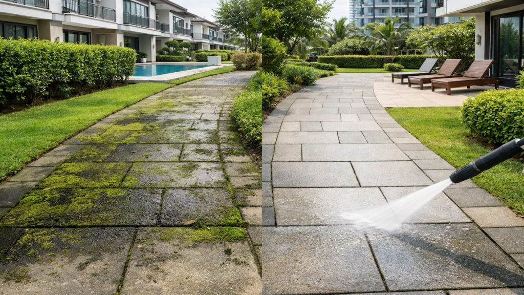 Landscape outside cleaning: 5 tips【Reduce moss and stains on walkways】