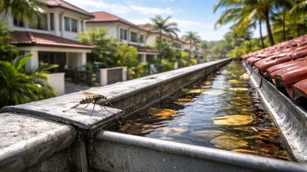 Mosquito from gutter: 5 checks【Hidden water pools after every heavy rain】