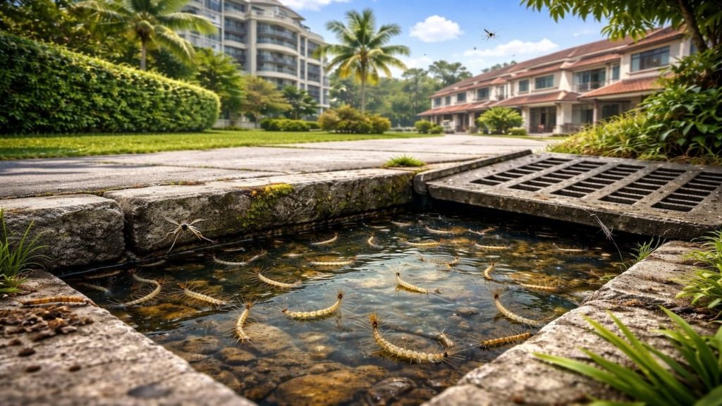 Mosquito larvae in drain: 5 steps【Clear standing water and stop breeding】